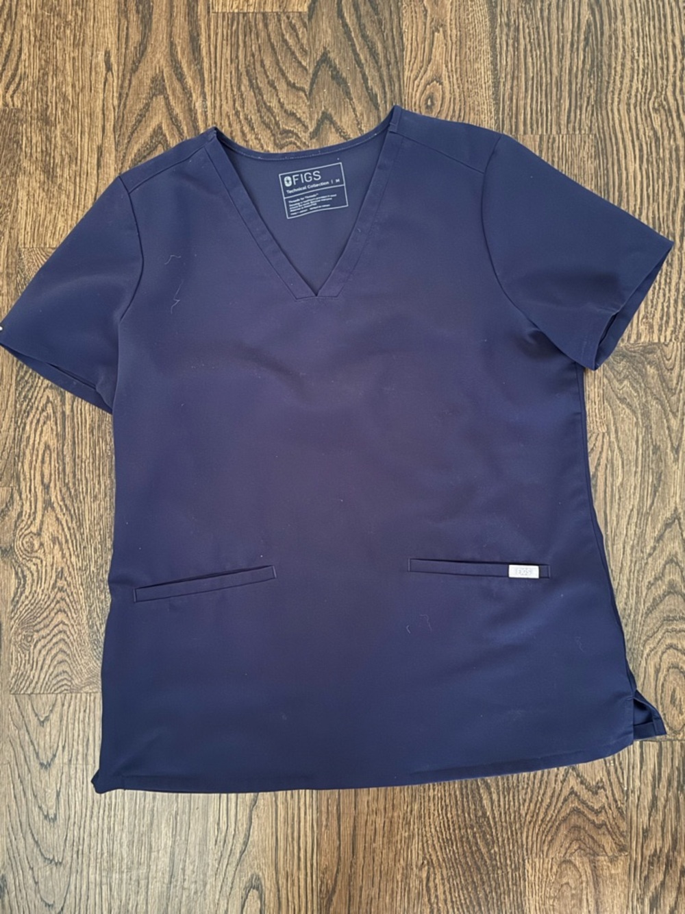 Figs Technical Collection V-Neck Scrub Top in Navy
